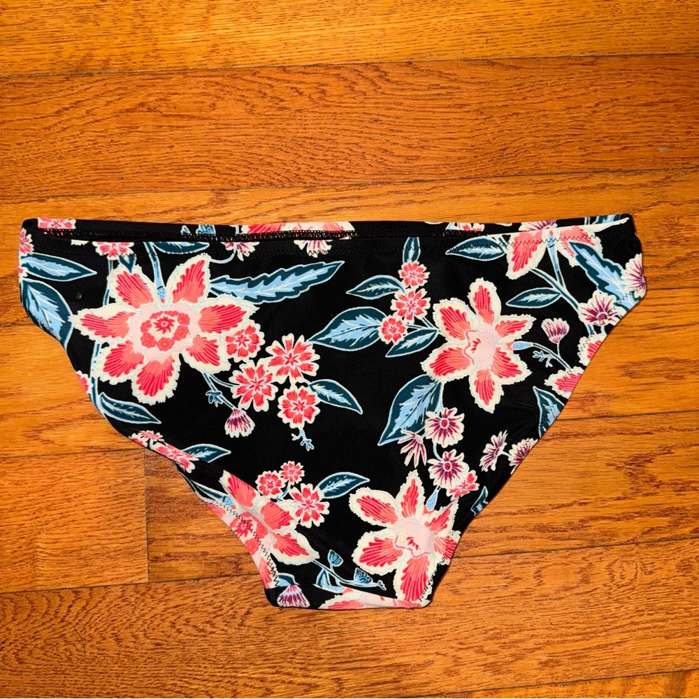 Old Navy black floral square neck bikini swim top and bottoms S - Picture 10 of 14
